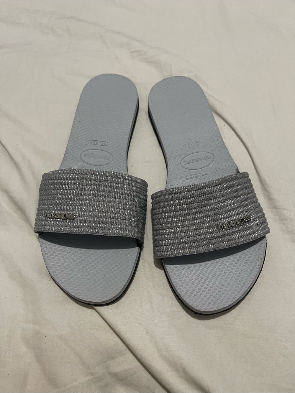 Havaianas - Silver Grey - You Malta Metallic Slide Sandal - Size 37/38